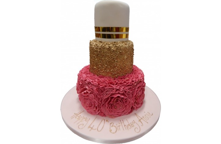 Tiered Sequin and Frill Cake